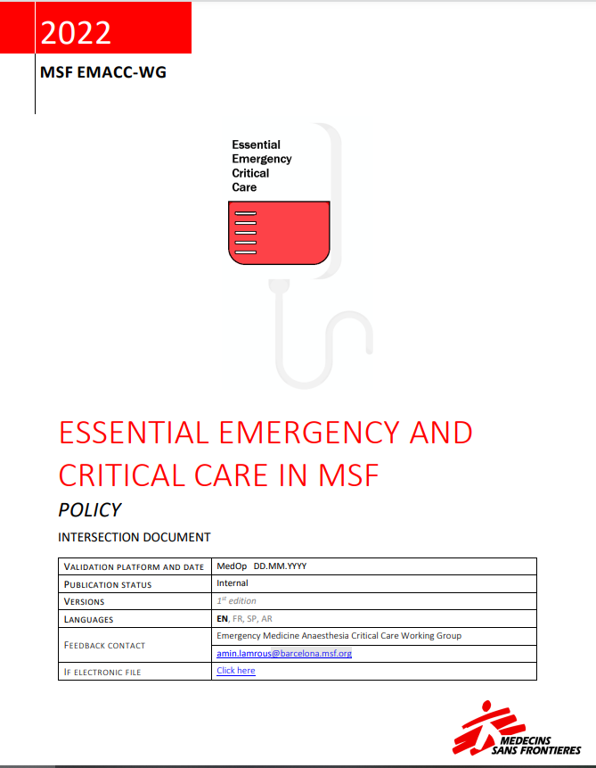 Policy Essential Emergency and Critical Care in MSF