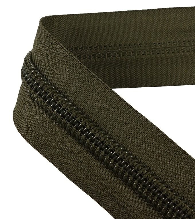 ZIPPER FASTENER, 10mm, open-end, green, per meter