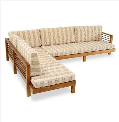 SOFA L-shape, wood, 5 seats