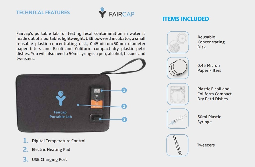 LAB ANALYSE EAUX E.Coli & Coliform (Faircap) port., 40tests