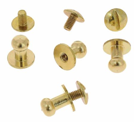 NECK BUTTON, brass, Ø6.5x10mm, screw slotted head M3x6mm