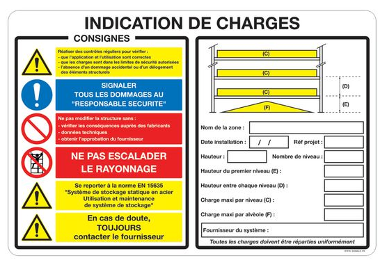 (AR racking) SAFE WORKING LOAD SIGN, 300x500x5mm