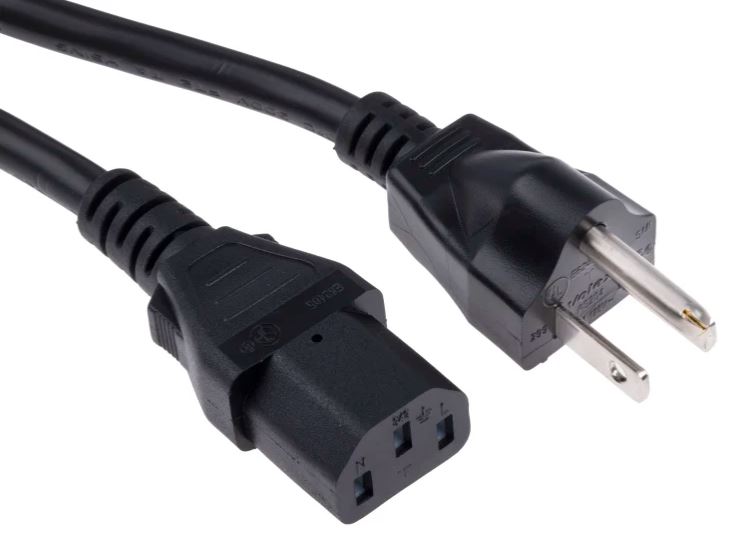 POWER CORD, 2m, NEMA 5-15 plug to IEC-320 C13 plug, black