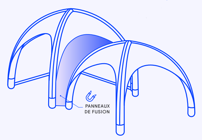 (inflatable dome tent 16m²) CONNECTION between 2 tents