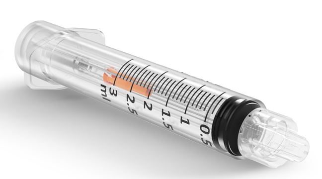 SYRINGE, Re-Use Prev., Luer, automat. Retract., 1 ml (SafeR)