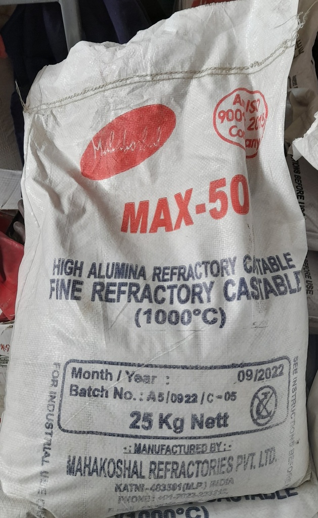 (incinérateur) CIMENT REFRACTAIRE fondu (Max-50) sac de 25kg