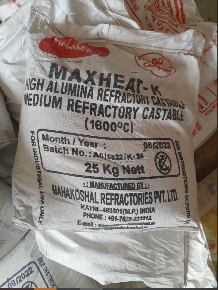 (incinerator) FIRE CEMENT pre-mix (Maxheat-K) bag of 25kg