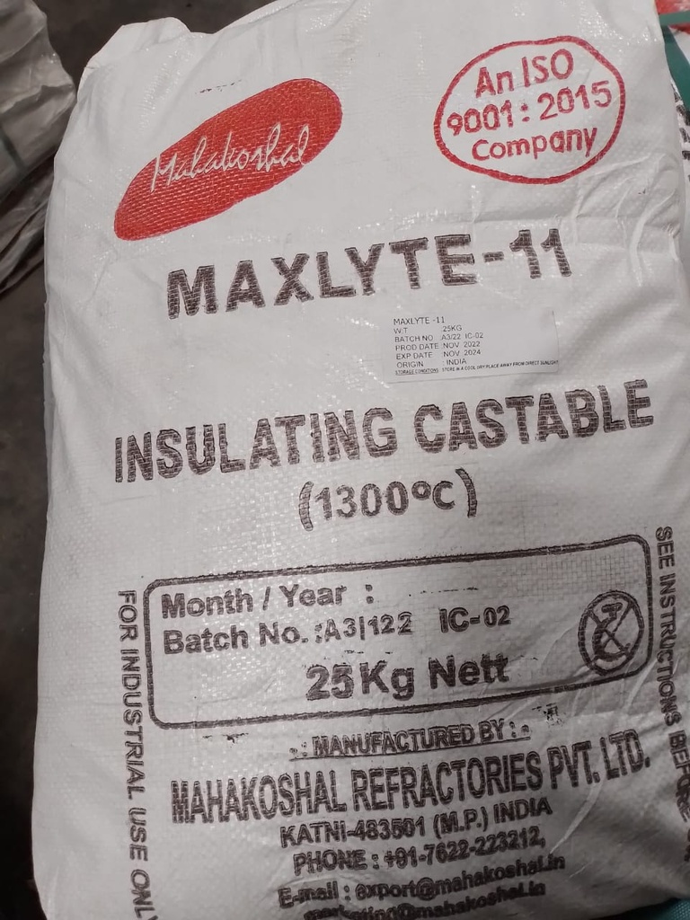 (incinerator) INSULATING AGGREGATE (Maxlyte-11) bag of 25kg
