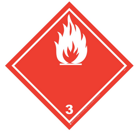 ETIQUETTE CT MER DGR classe 3 liquide inflammable, 250x250mm