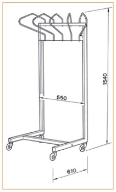 MOBILE STORAGE w/COAT HANGER for radiation shielding apron