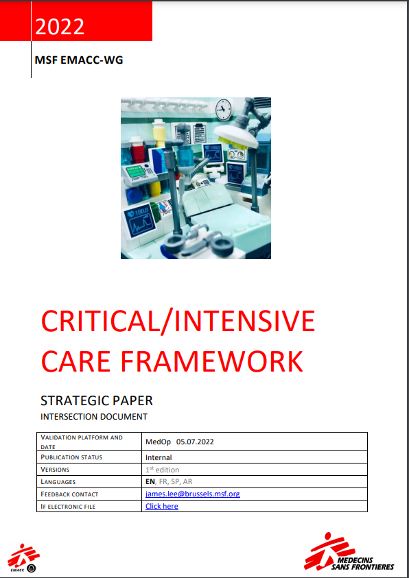 Critical/Intensive Care Framework Strategic Paper