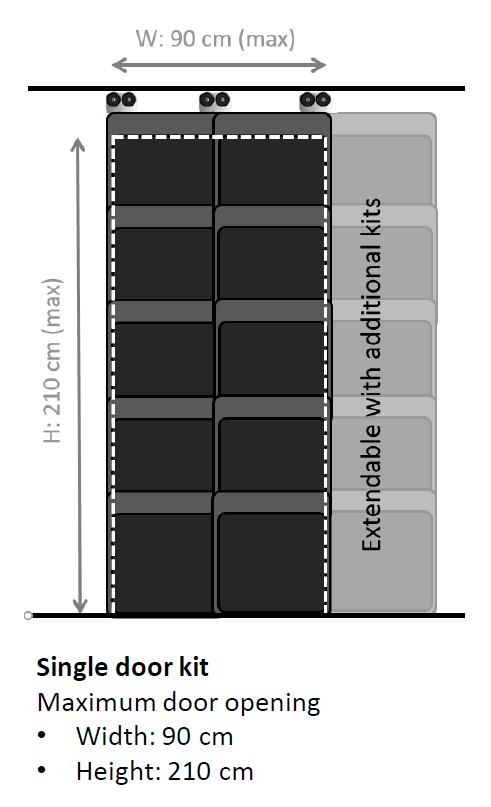 CURTAIN flexible, for single door + installation material