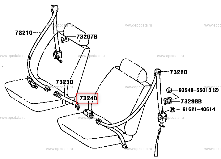 BELT ASSY, front seat, inner, LH, HZJ7# >2007