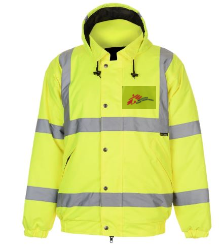 SAFETY JACKET hooded, MSF-logo, hi-vis, fluo, L, yellow