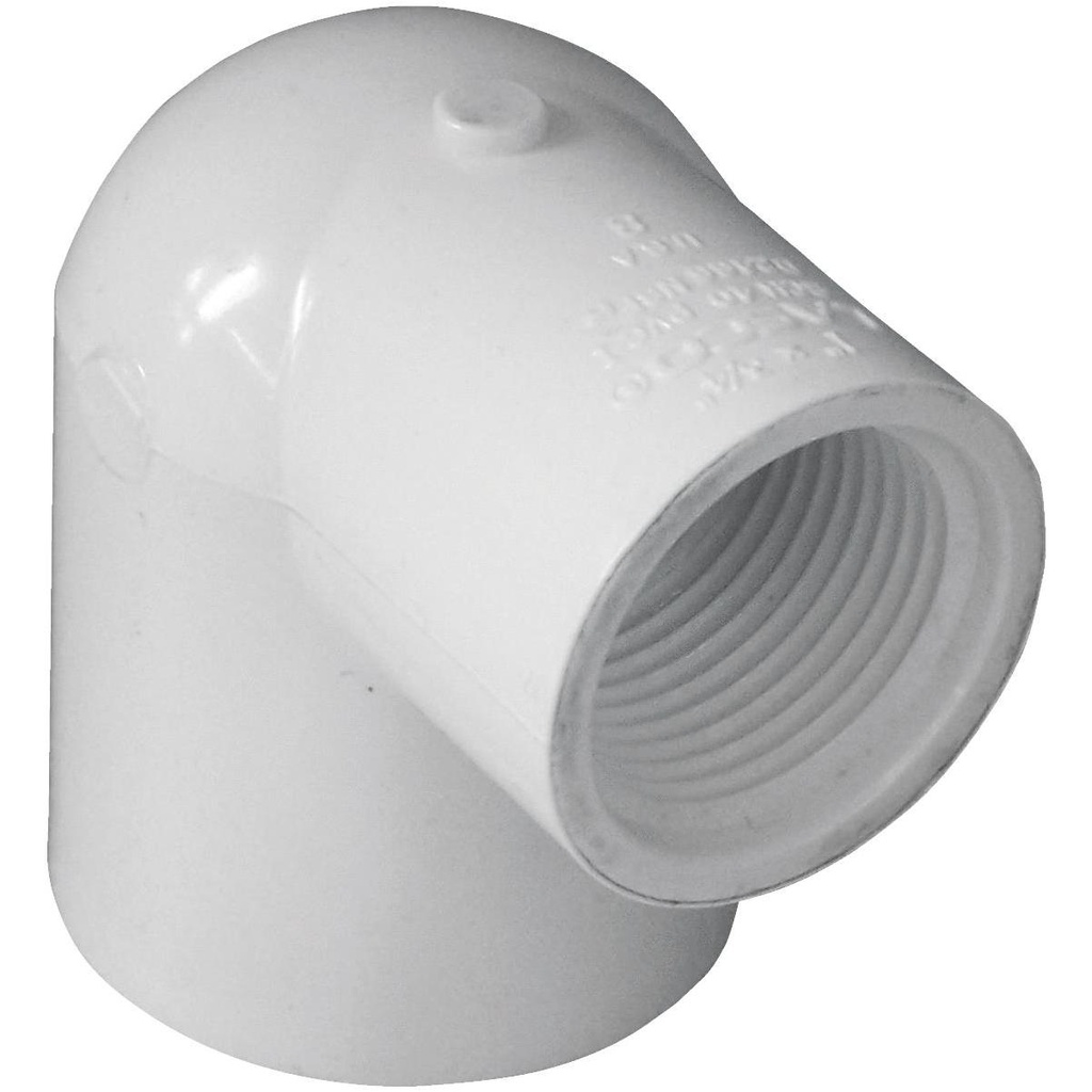 REDUCER ELBOW COUPLING 90° thread, PVC, 3/4"-1/2", FxF