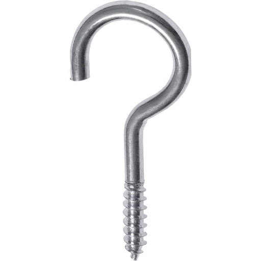 SCREW HOOK cup shaped, steel, 3', for ceiling