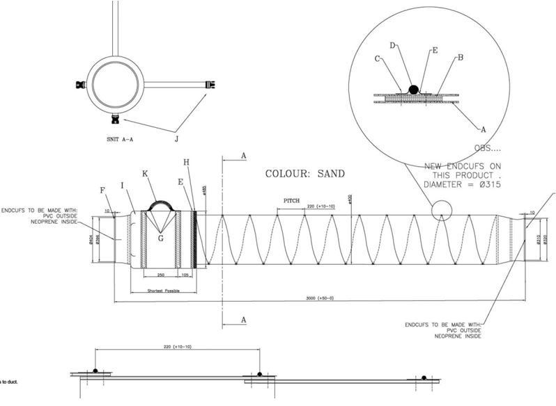 (Dantherm AC-M18)ADAPTATEUR GAINE AIR isolé Ø400mm-Ø315mmx3m