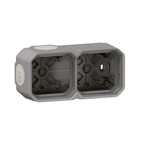 BOÎTIER x2 (Plexo) saillie 4 entrées membrane IP55 gris