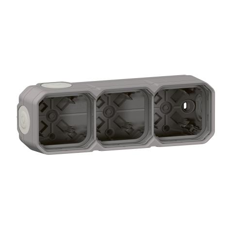 BOÎTIER x3 (Plexo) saillie 5 entrées membrane IP55 gris