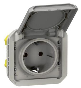 SOCKETx1(Plexo)2P+E/16A Sch. w/o sup. plug-in horiz. IP55 gr
