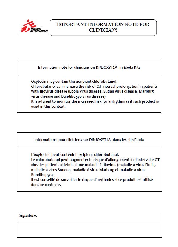 NOTICE pour oxytocine (clorobutanol), françáis/anglais