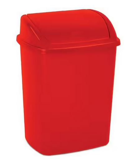 POUBELLE, plastique, 60l, rouge + couvercle basculant