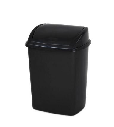 RUBBISH BIN, plastic, 60l, black + swing lid