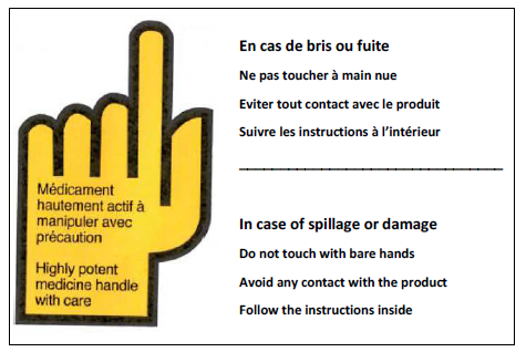 ETIQUETTE Cytotoxique/Cytostatique, adhes., 150x100mm, roul.