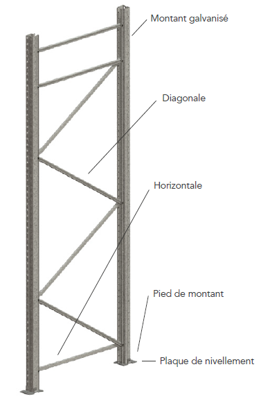 ECHELLE RAYONNAGE (AR racking XS10) galvanisé, 1100x2500mm