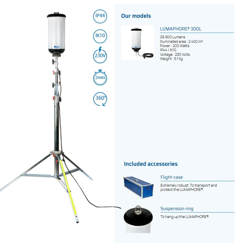 LUMAPHORE TITAN (Led 300L) 230W, IP44+7m cable 3G1.5+4m pôle