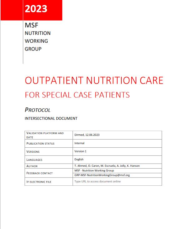 Outpatient Nutrition Care for special case patients. Protoco