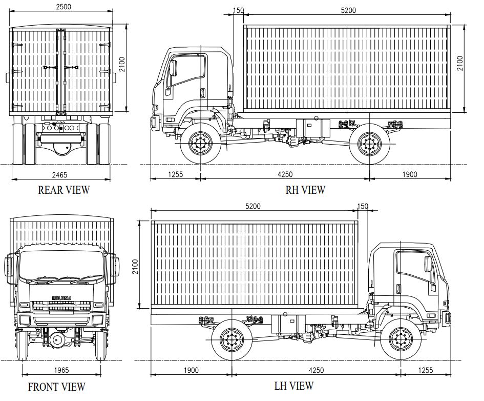 CAMION 4x4,cargo (ISUZU FTS34L GVW) corps en acier fermé,RHD