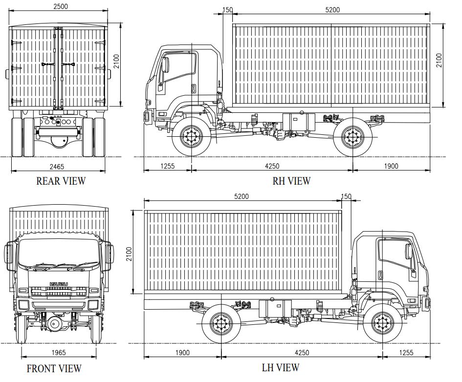 TRUCK 4x4, cargo (ISUZU FTS34L GVW) enclosed steel body, RHD