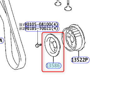 FLANGE pulley camshaft timing, n°2, KUN & LAN 15/25