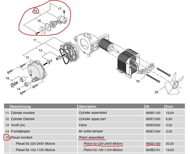 (nébuliseur PARI BOY SX) PISTON ASSEMBLÉ 085S1160