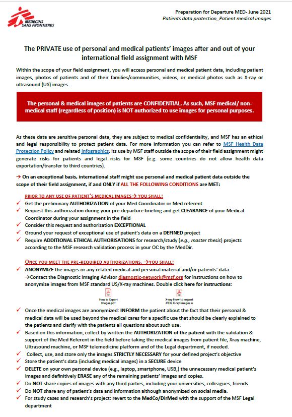 MSF Patients data protection - Use of Patient medical images