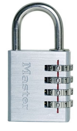 PADLOCK 4 numbers, aluminium, 40mm, open shackle, for indoor