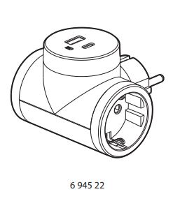 SOCKET double, 2x 2P+E 16A, USB A+C, type F/Schuko