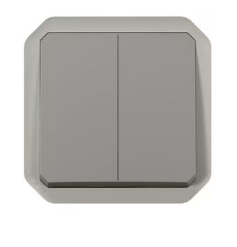 SWITCH w/o support 2x 1 pole, 2 throw (Plexo) IP55, grey