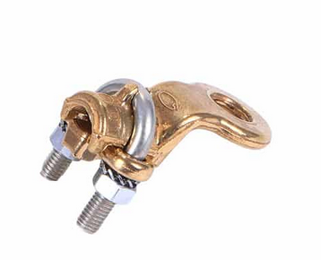 CONNECTOR, brass, for round conductor on earth bar