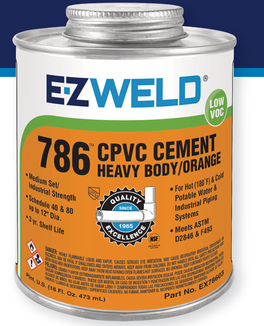 SOLVENT CEMENT, CPVC, orange, heavy bodied, for pipes, 0.5kg