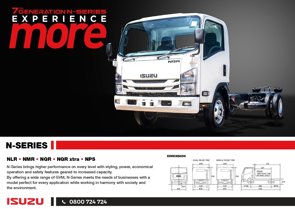 CAMION 4x2 (ISUZU NQR81K) sns corps fermé, essieu simple RHD