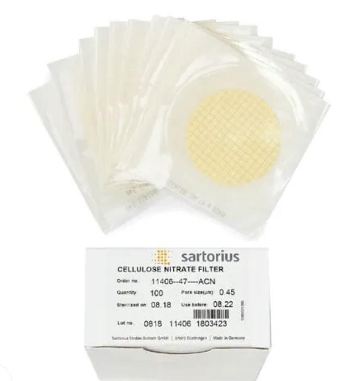 FILTRE NITRATE DE CELLULOSE (Sartorius) 0.45μm, paquet 100