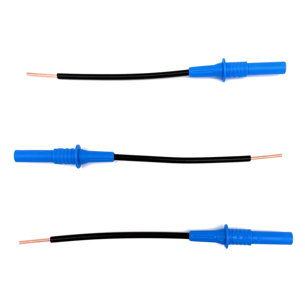 (Emonio P3) MEASURING LEADS, 14cm, insul.+ferrule, blue
