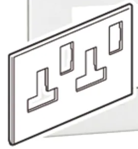 FINISHING PLATE, for socket x2 w/switch, 2P+E/16A, type G/UK