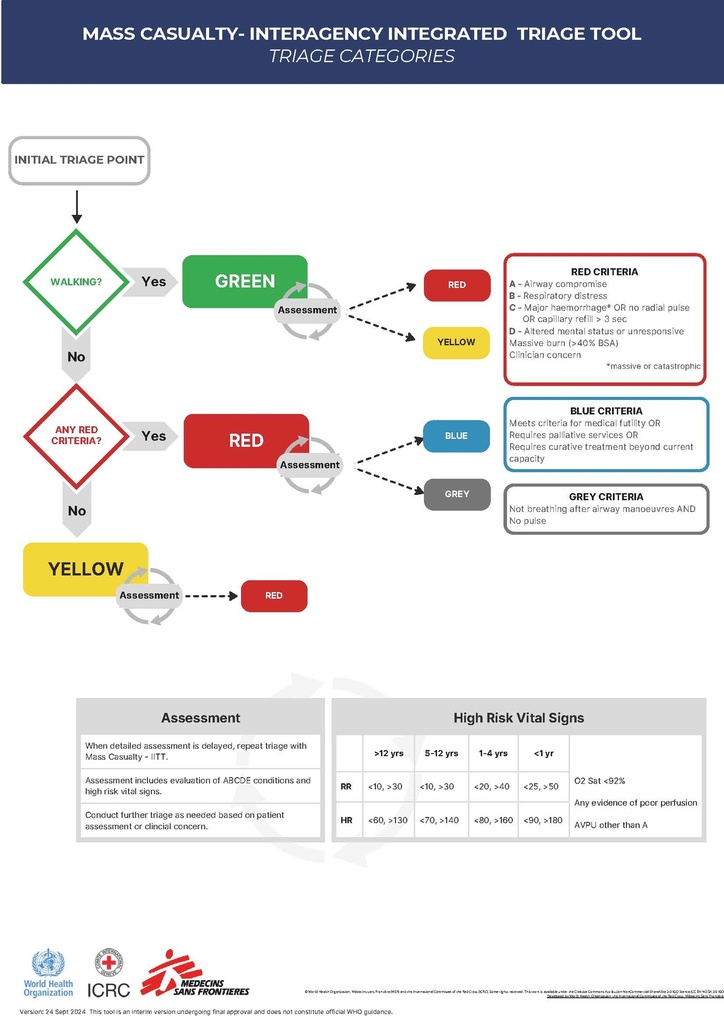 CARTE, TRIAGE AFFLUX MASSIF ALGORITHME, ang, A4, plastique