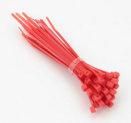 TIE, plastic, 4x200mm, self-locking head, red, 100 pcs