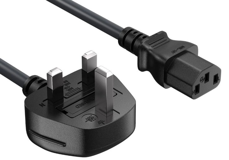 POWER CORD, 5m, 10A, 230V, type G/UK, C13 plug, black