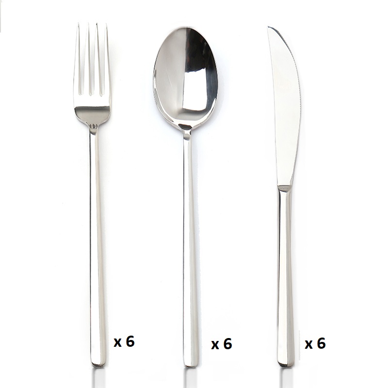CUTLERY, stainless steel, set of 6pc each
