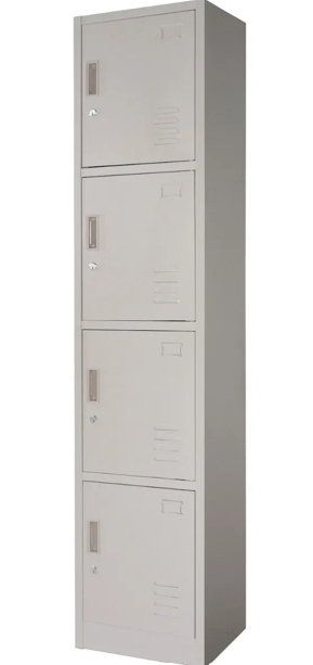 CASIER METALLIQUE 1 colonnes 4 cases, ± 180x40cm, gris